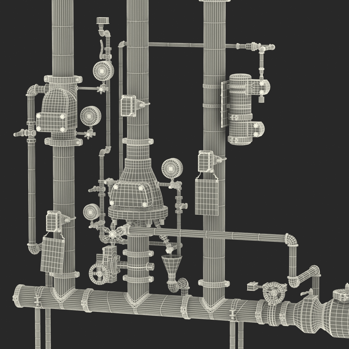 3D Industrial Pipes 2 model