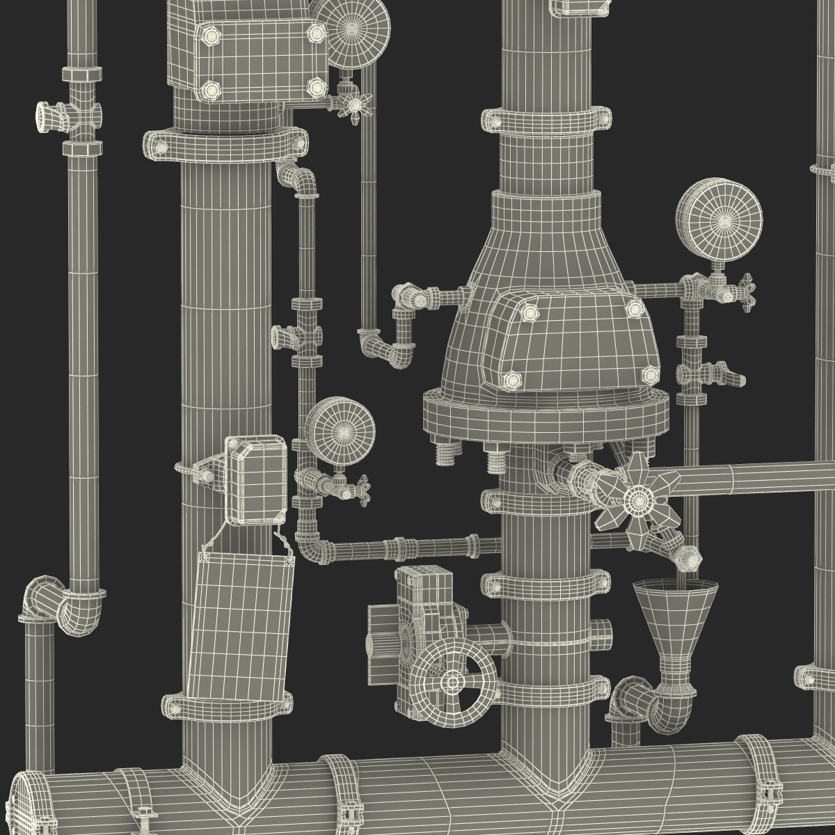 3D Industrial Pipes 2 model