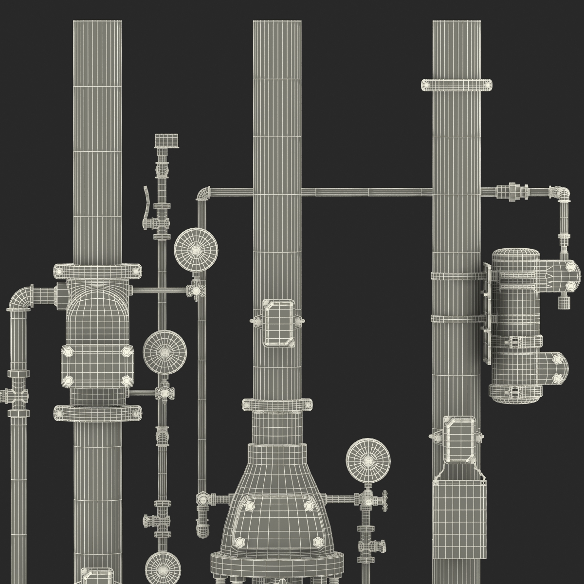 3D Industrial Pipes 2 model