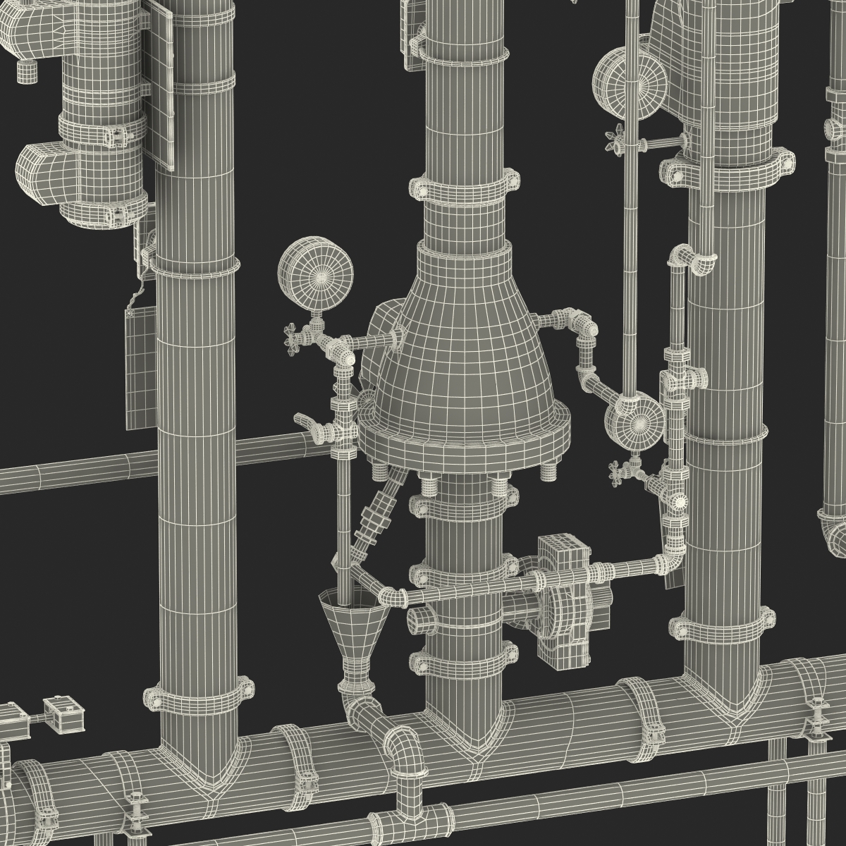 3D Industrial Pipes 2 model