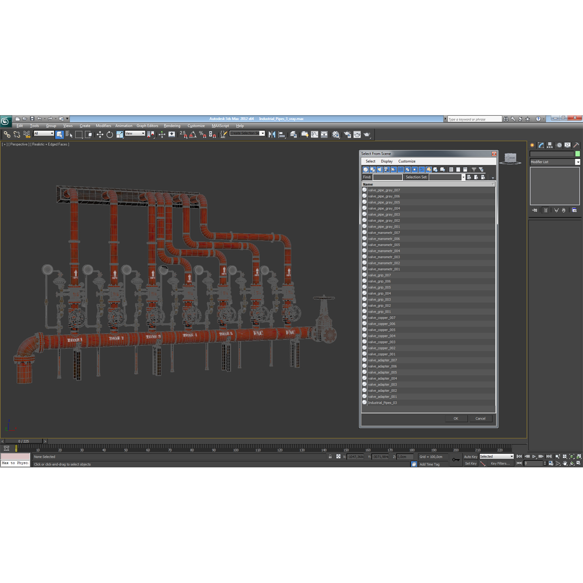 3D Industrial Pipes 3 model