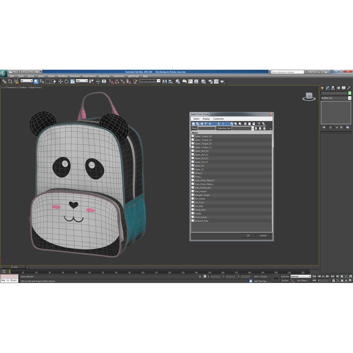 3D Kid Backpack Panda model