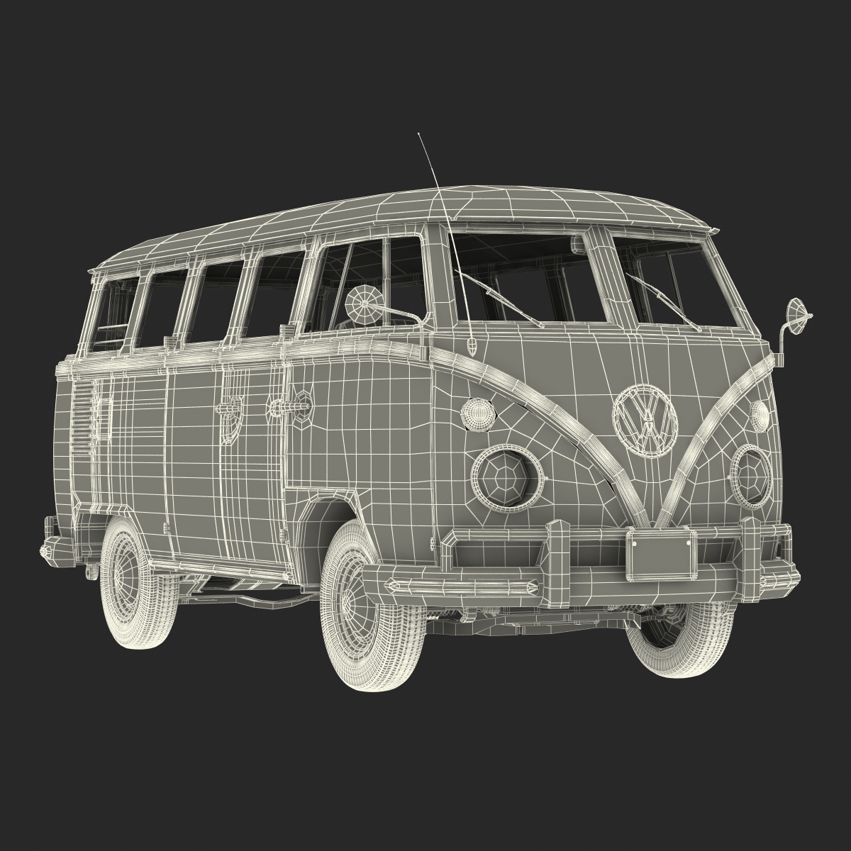 3D Volkswagen Type 2 Green model