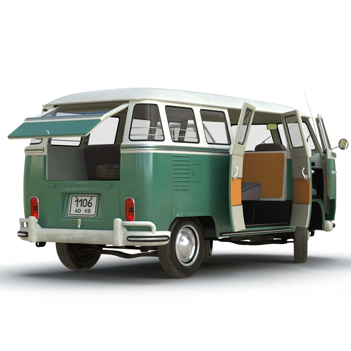 Volkswagen Type 2 Green Simple Interior 3D model