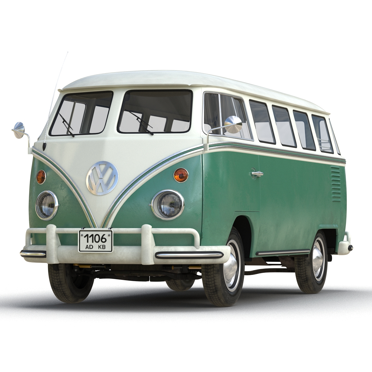 Volkswagen Type 2 Green Simple Interior 3D model