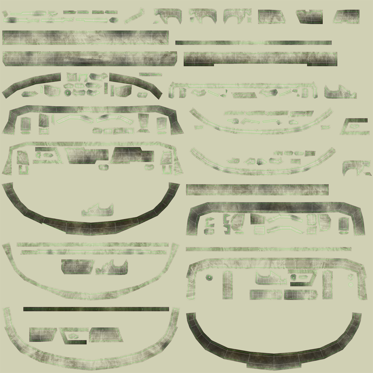 Volkswagen Type 2 Green Simple Interior 3D model
