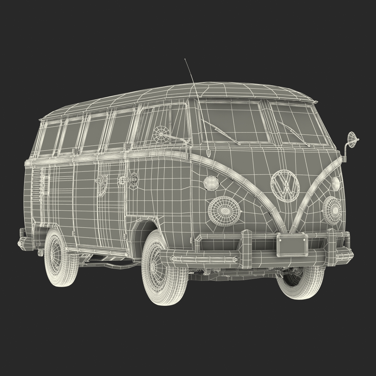 Volkswagen Type 2 Green Simple Interior 3D model