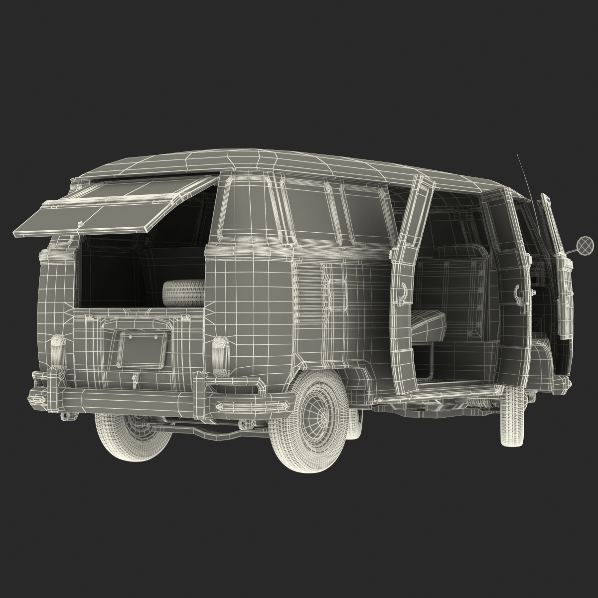 Volkswagen Type 2 Green Simple Interior 3D model
