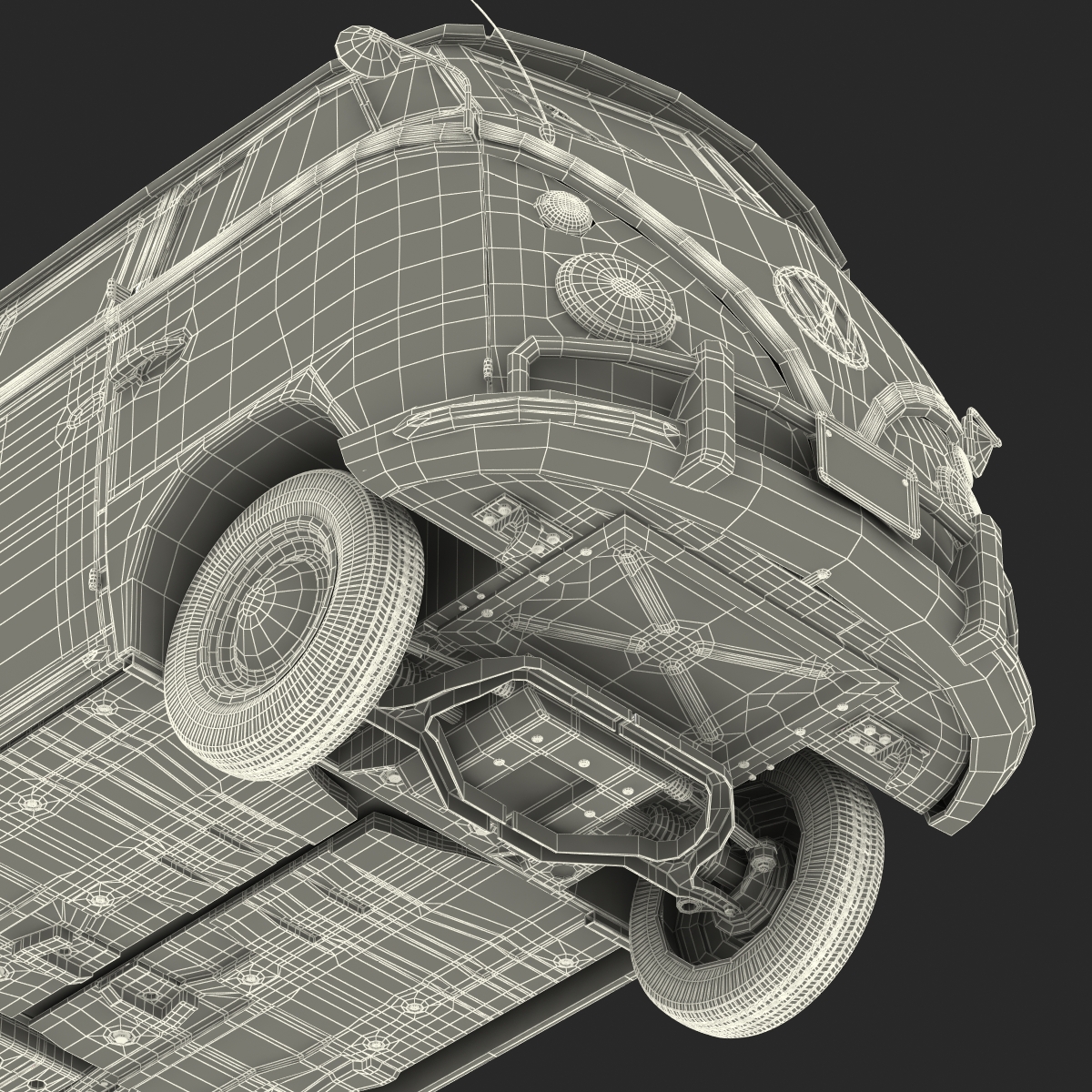 Volkswagen Type 2 Green Simple Interior 3D model