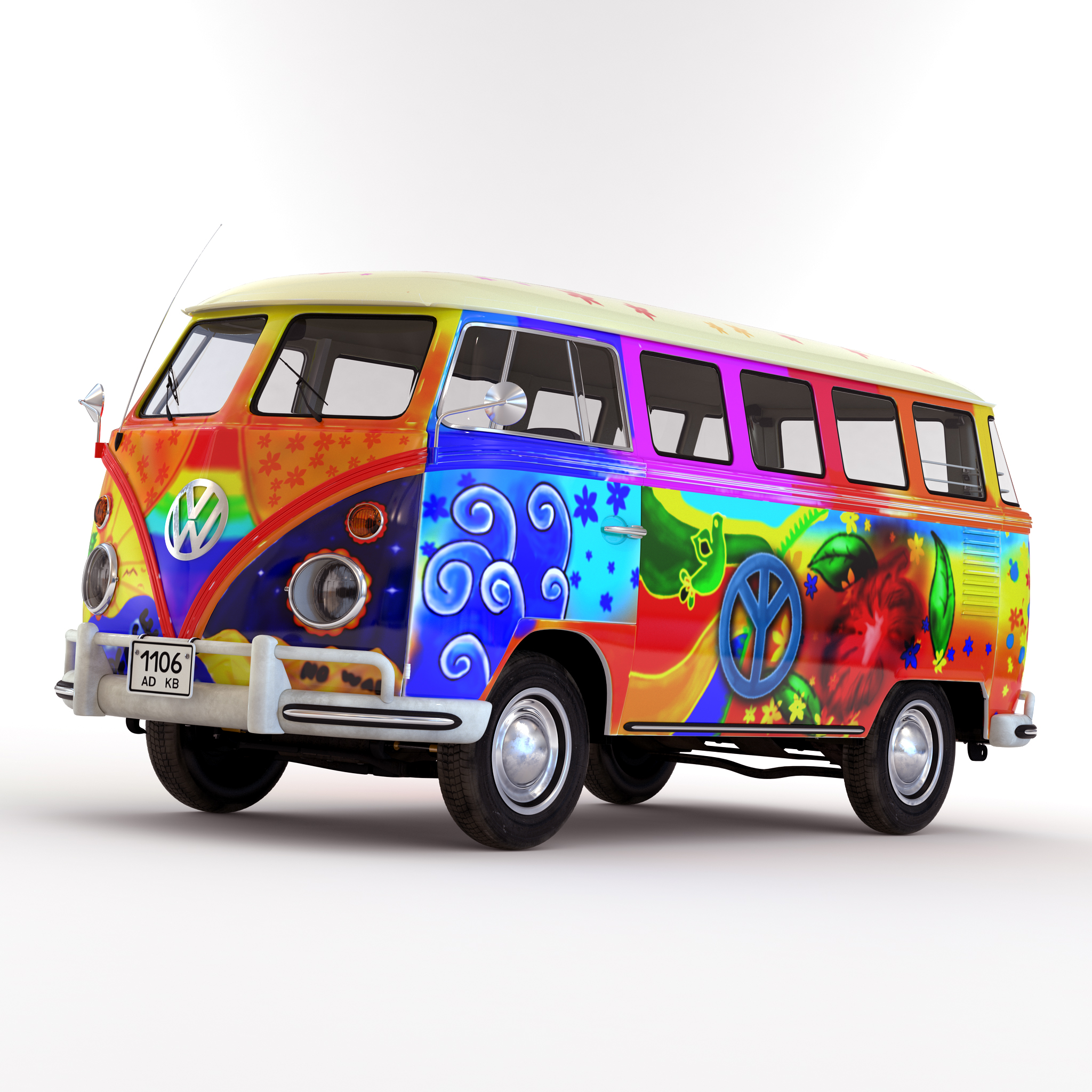 Volkswagen Type 2 Hippie 3D model