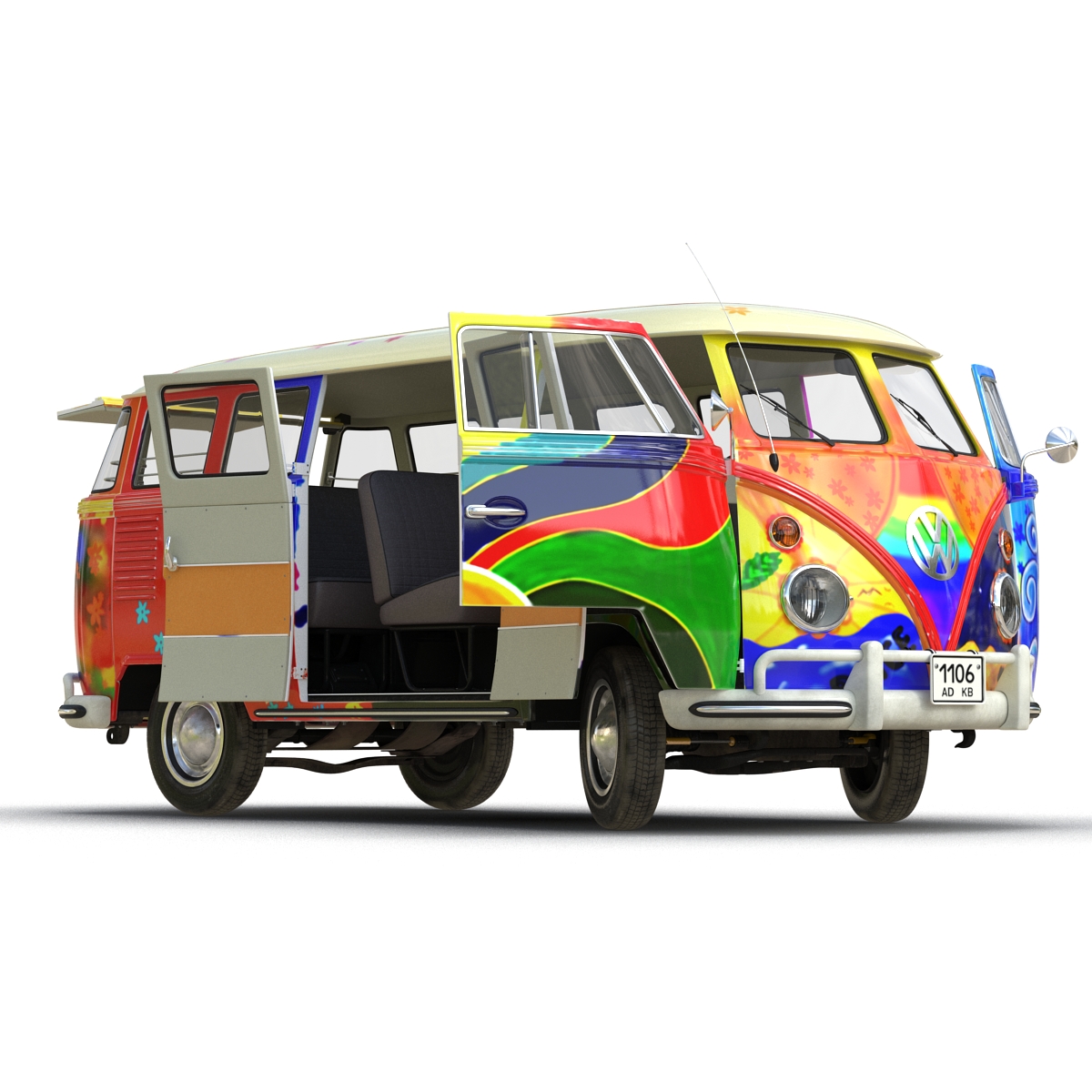 Volkswagen Type 2 Hippie 3D model