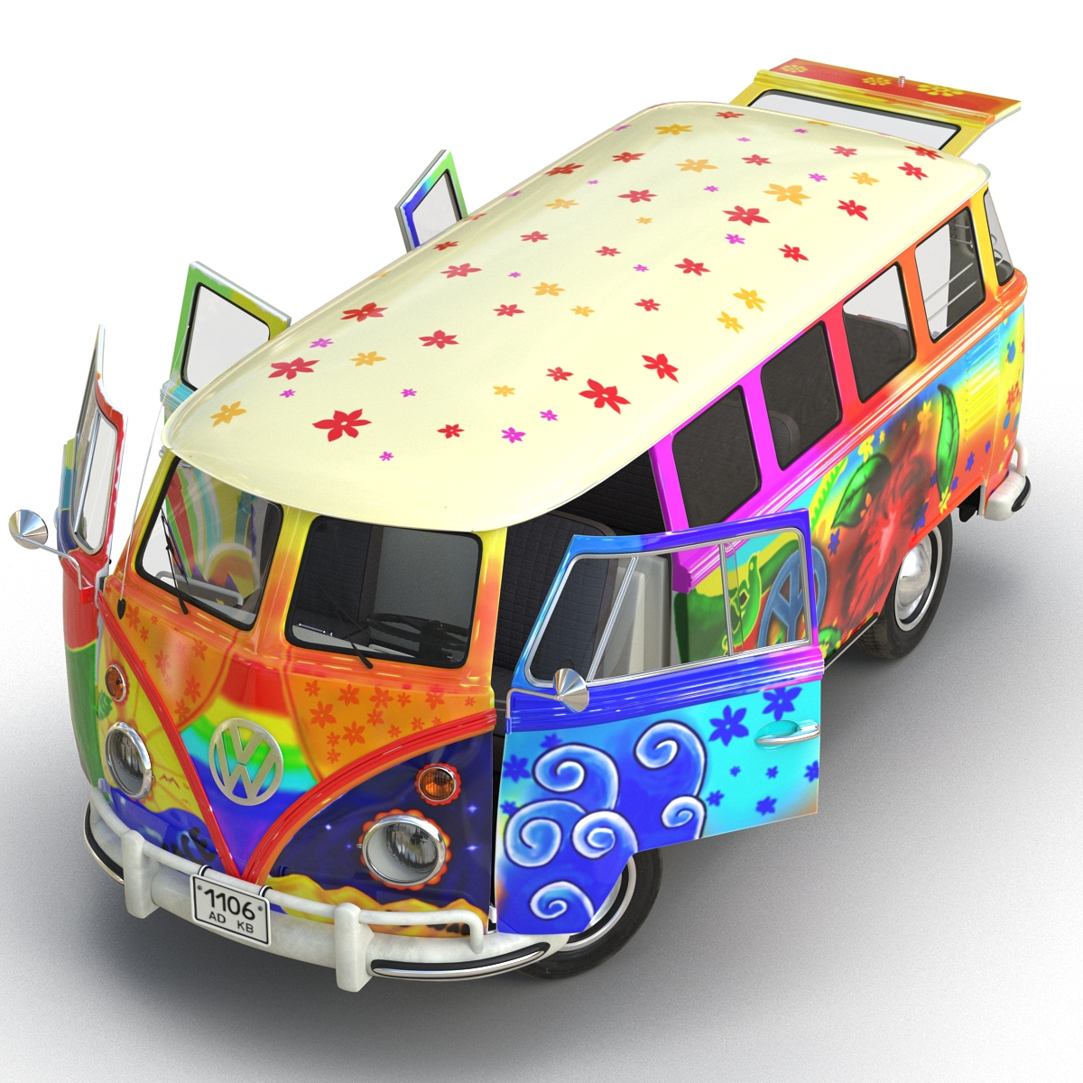 Volkswagen Type 2 Hippie 3D model