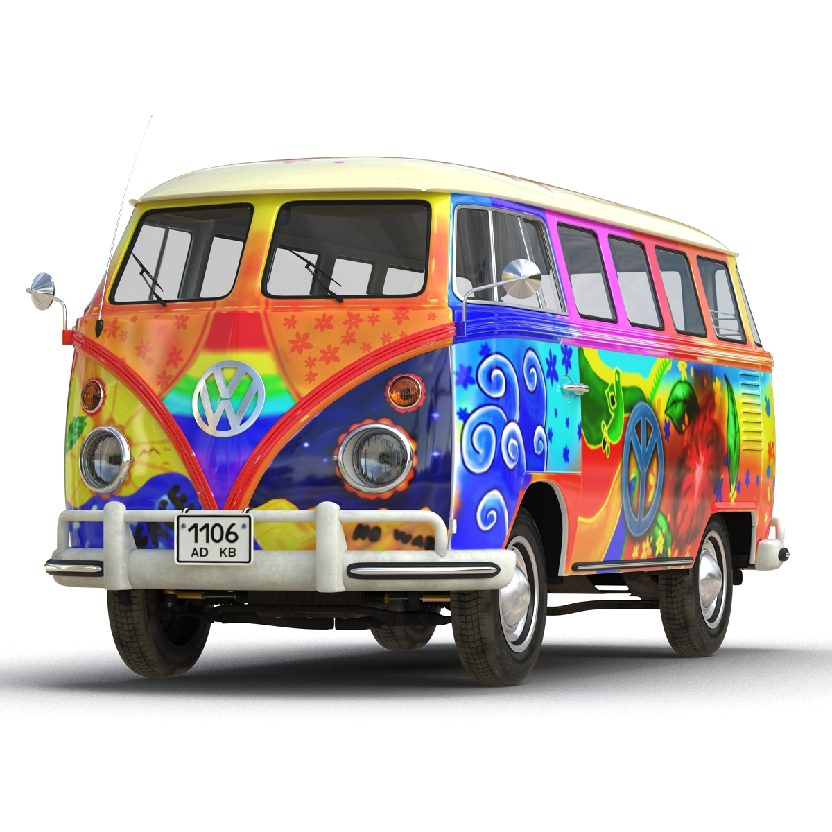 3D model Volkswagen Type 2 Hippie Simple Interior