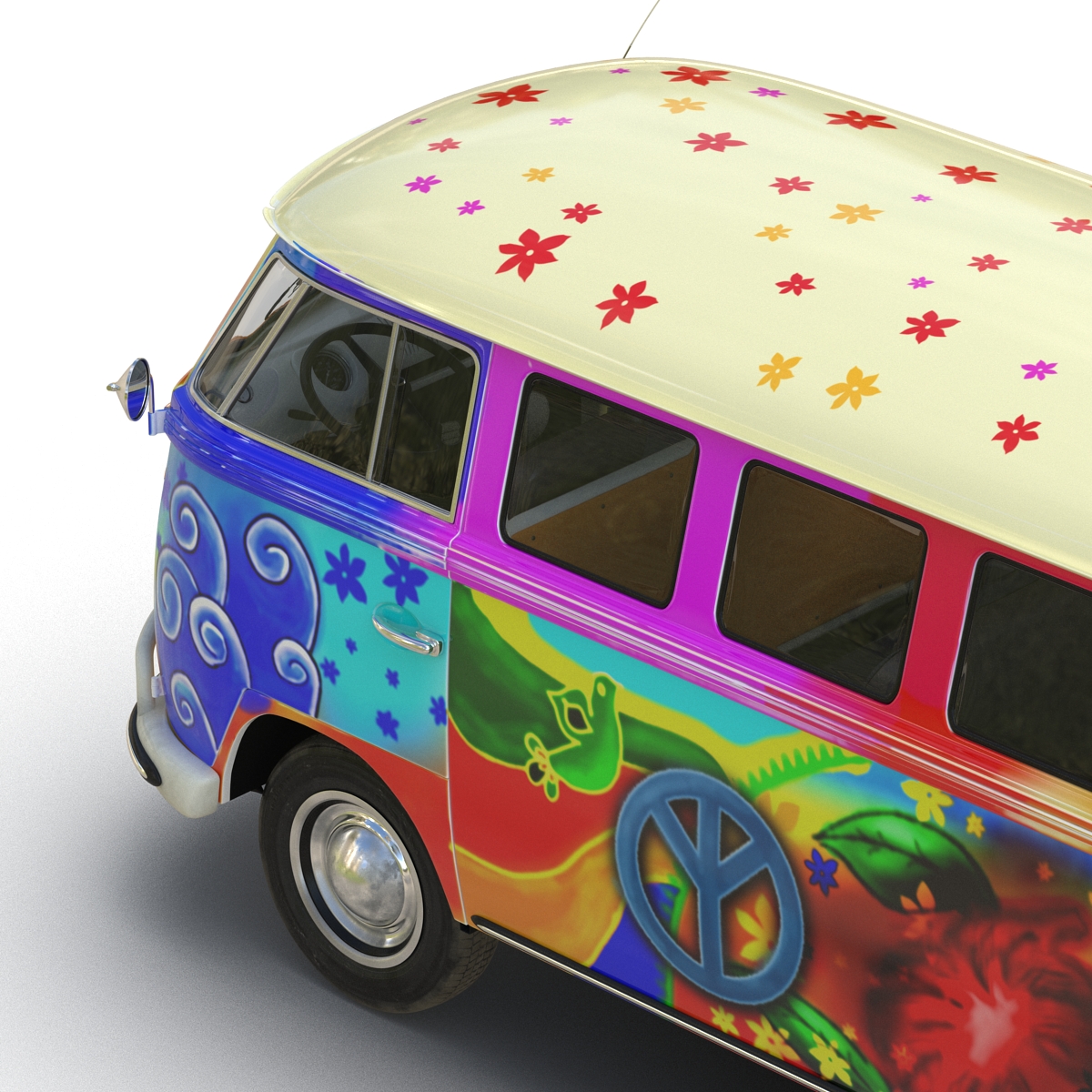 3D model Volkswagen Type 2 Hippie Simple Interior