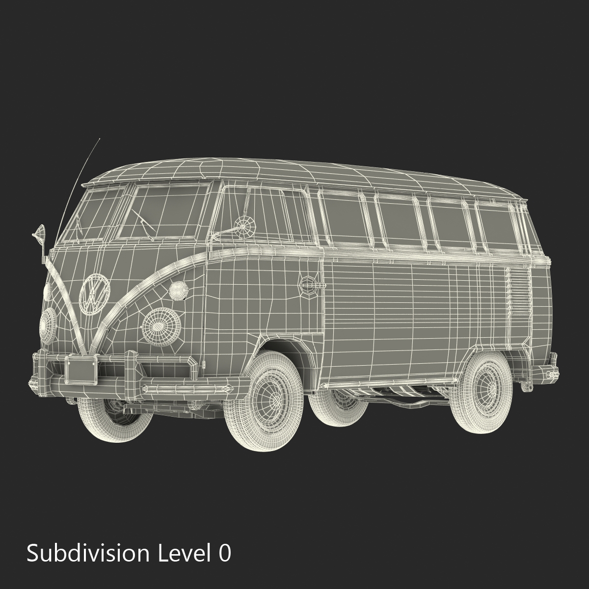 3D model Volkswagen Type 2 Hippie Simple Interior