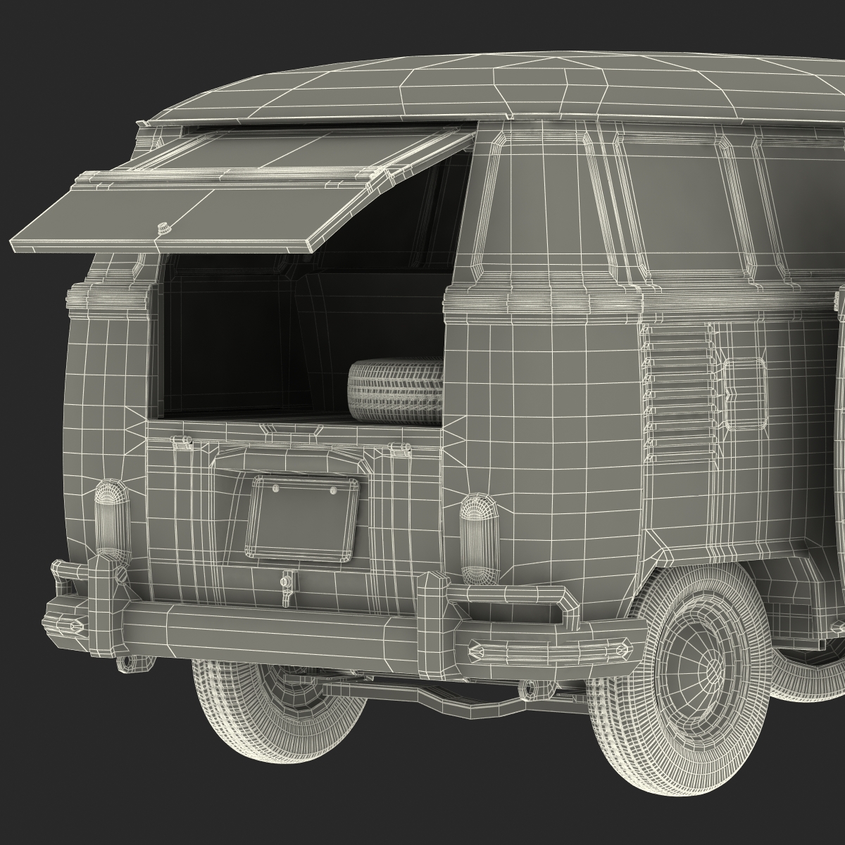 3D model Volkswagen Type 2 Hippie Simple Interior