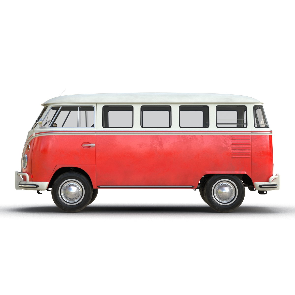 3D Volkswagen Type 2 Red Rigged model