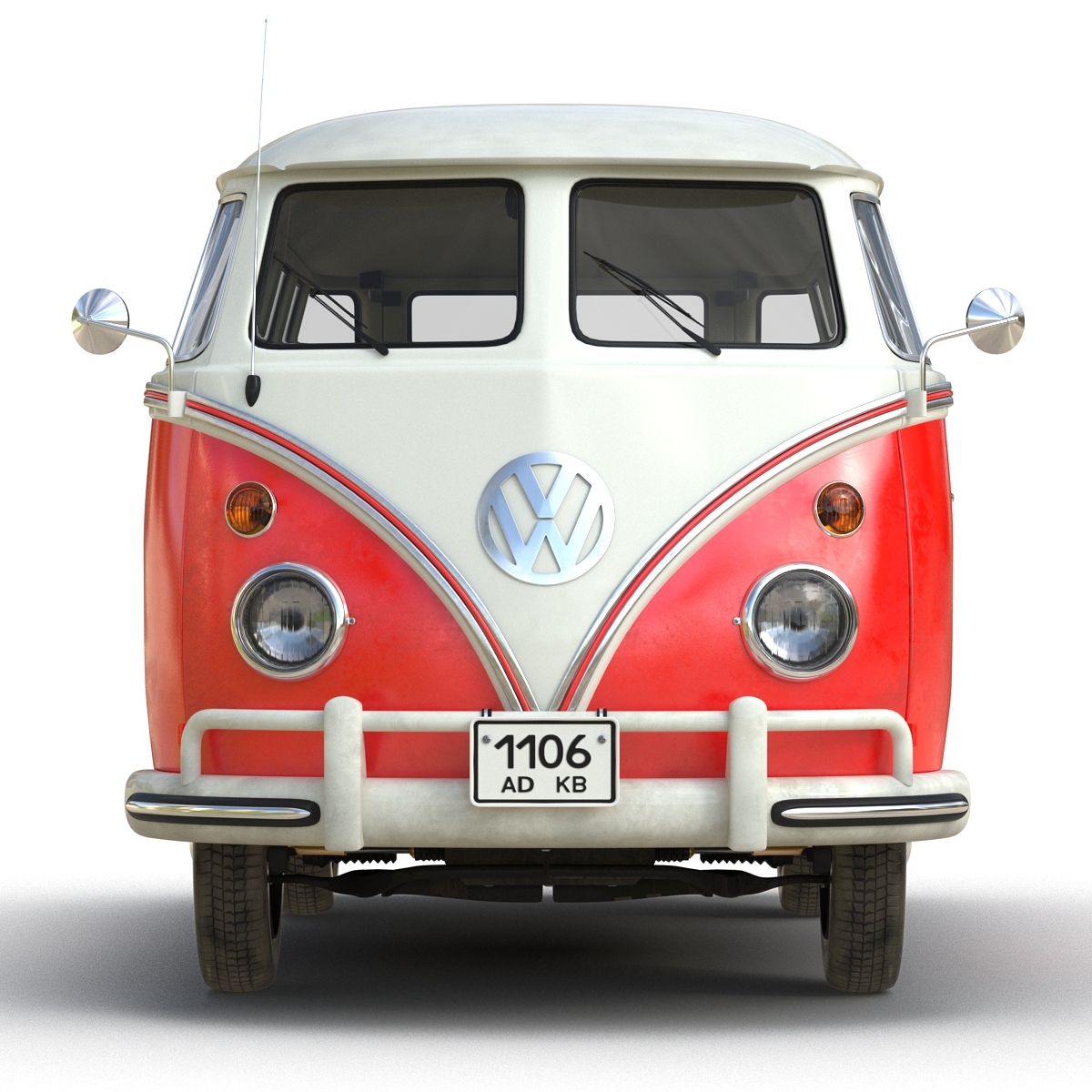 3D Volkswagen Type 2 Red Rigged model