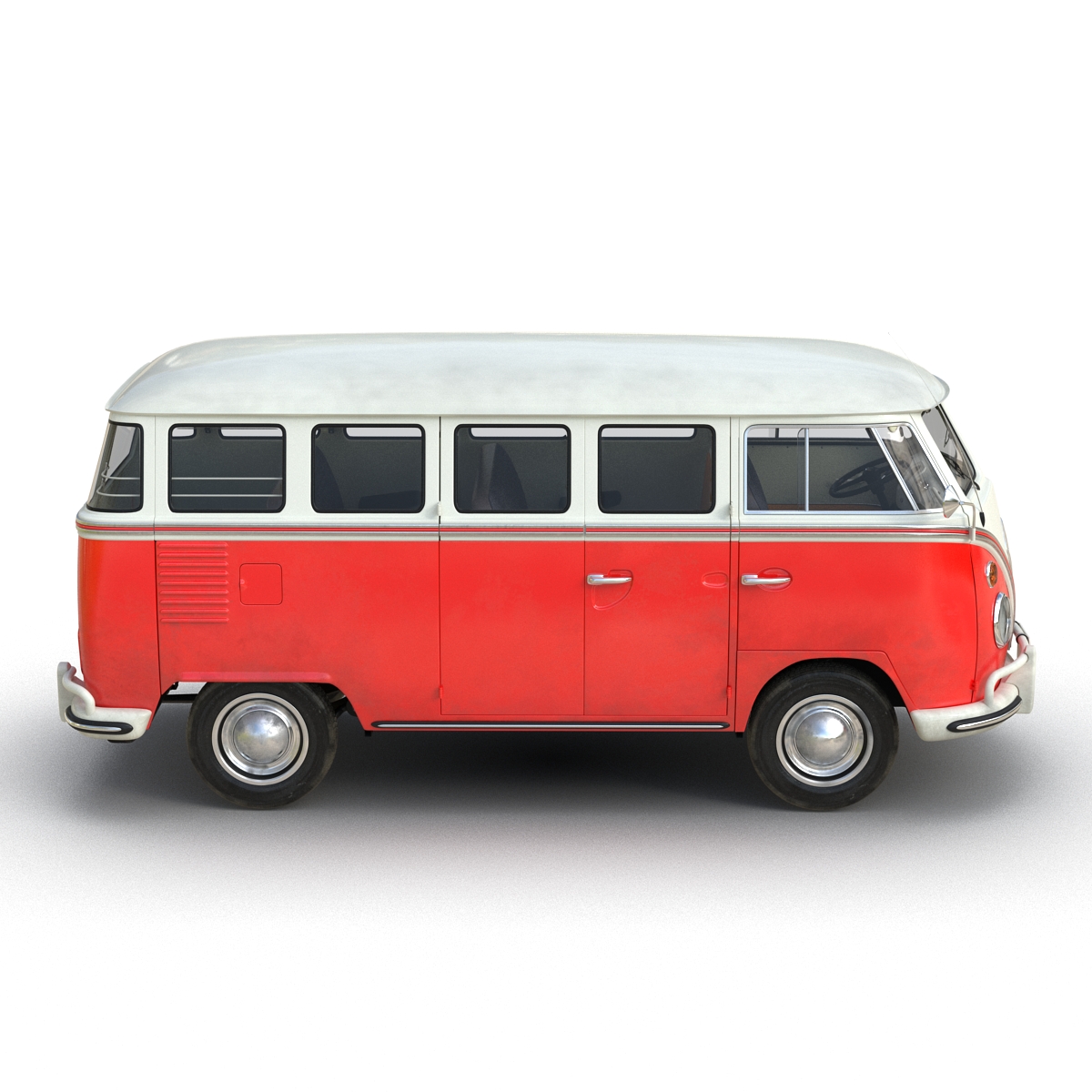 3D Volkswagen Type 2 Red Rigged model
