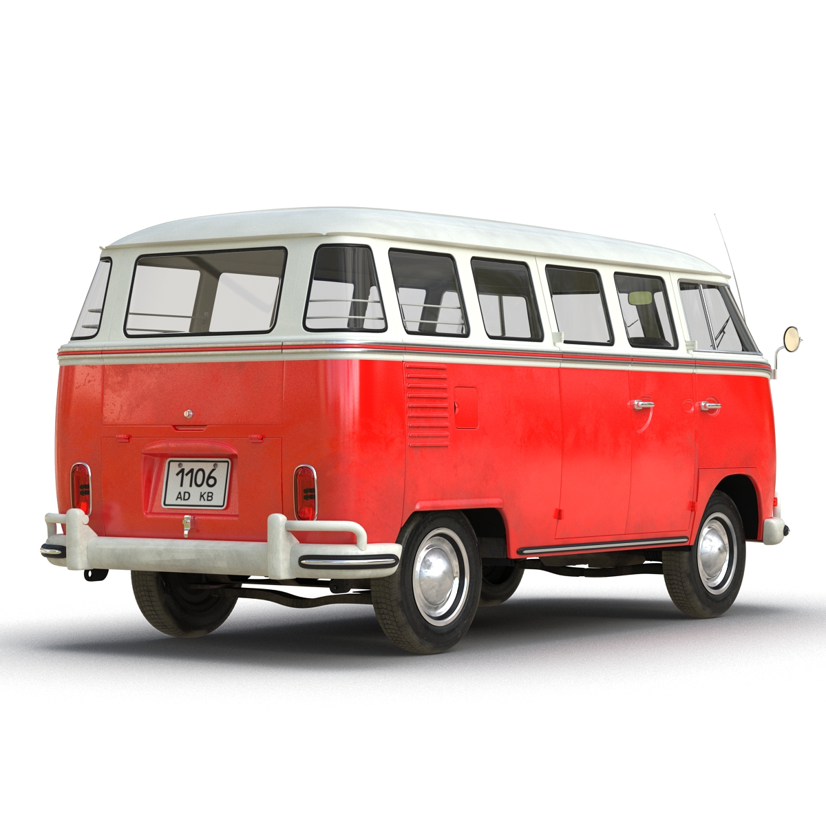 3D Volkswagen Type 2 Red Rigged model