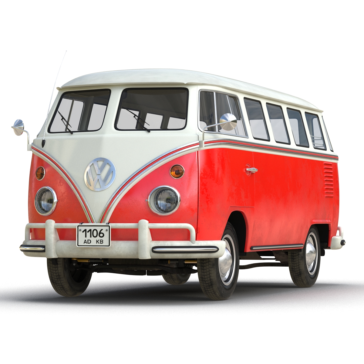3D Volkswagen Type 2 Red Rigged model