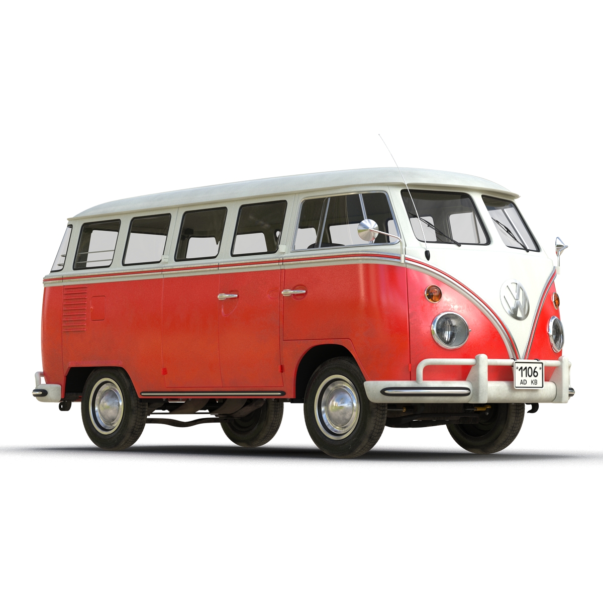 3D Volkswagen Type 2 Red Rigged model