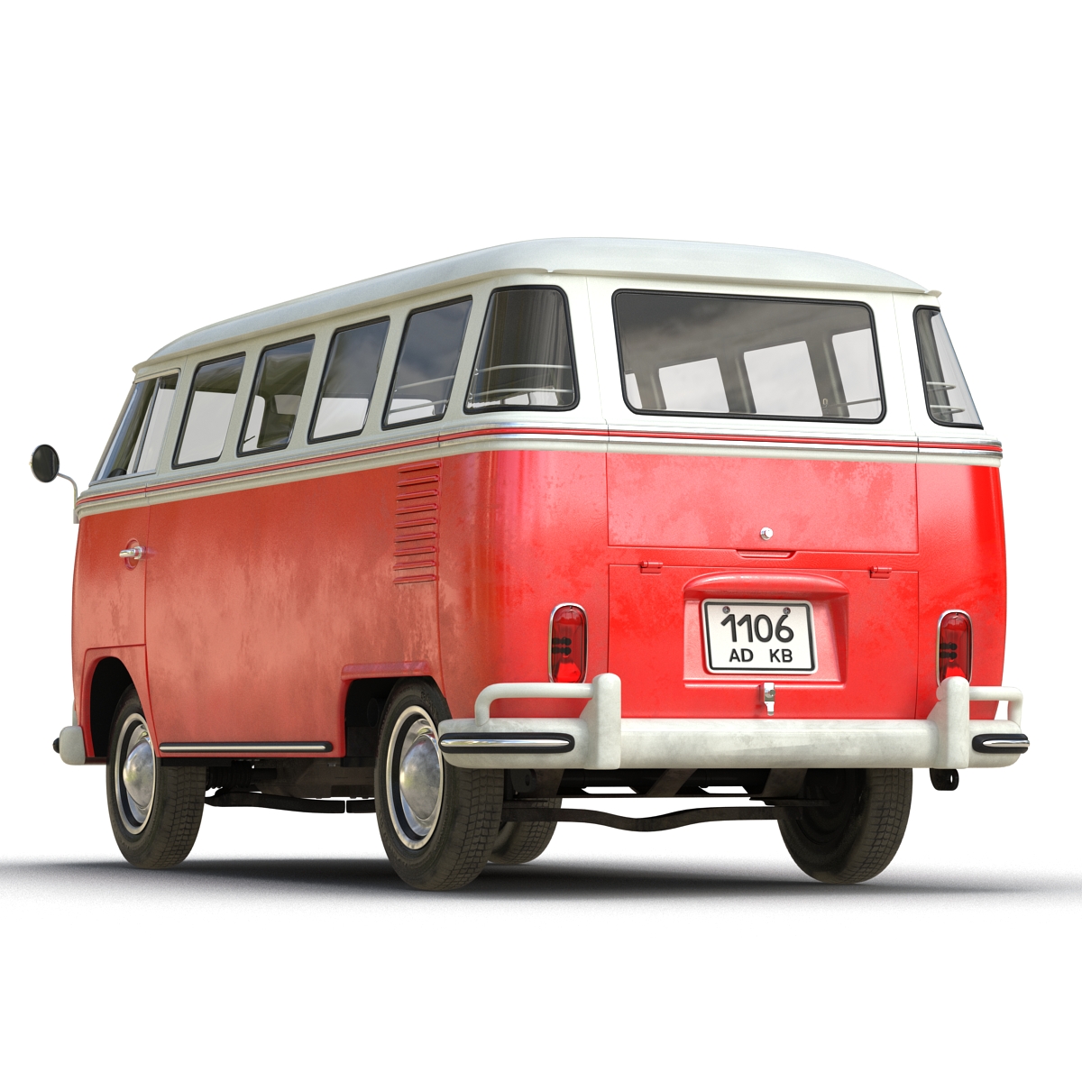 3D Volkswagen Type 2 Red Rigged model