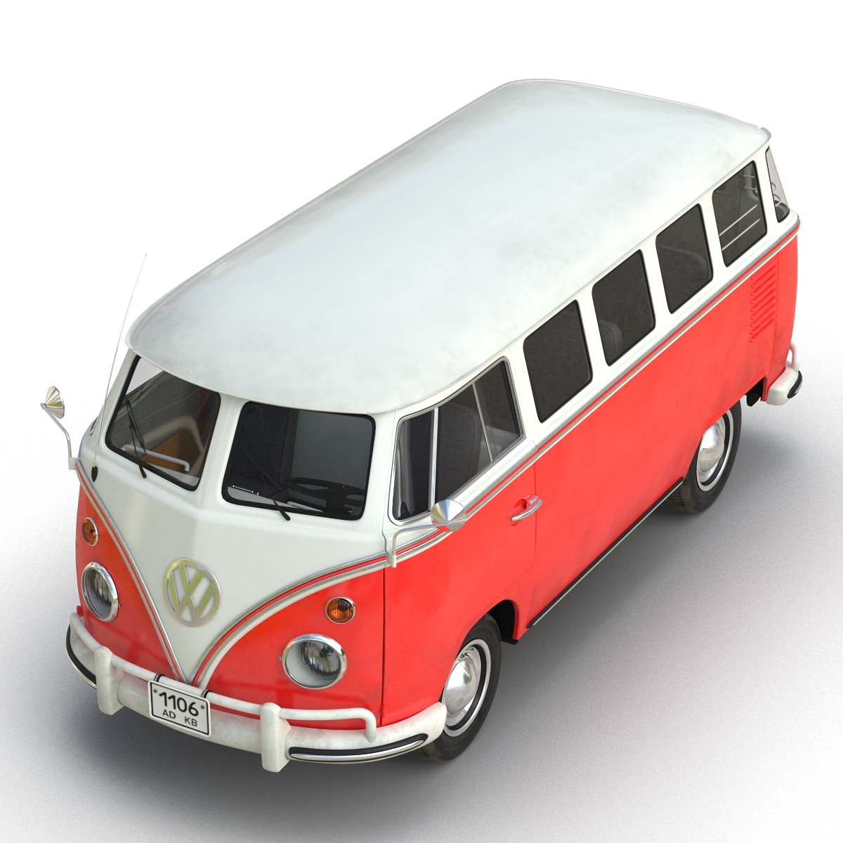 3D Volkswagen Type 2 Red Rigged model