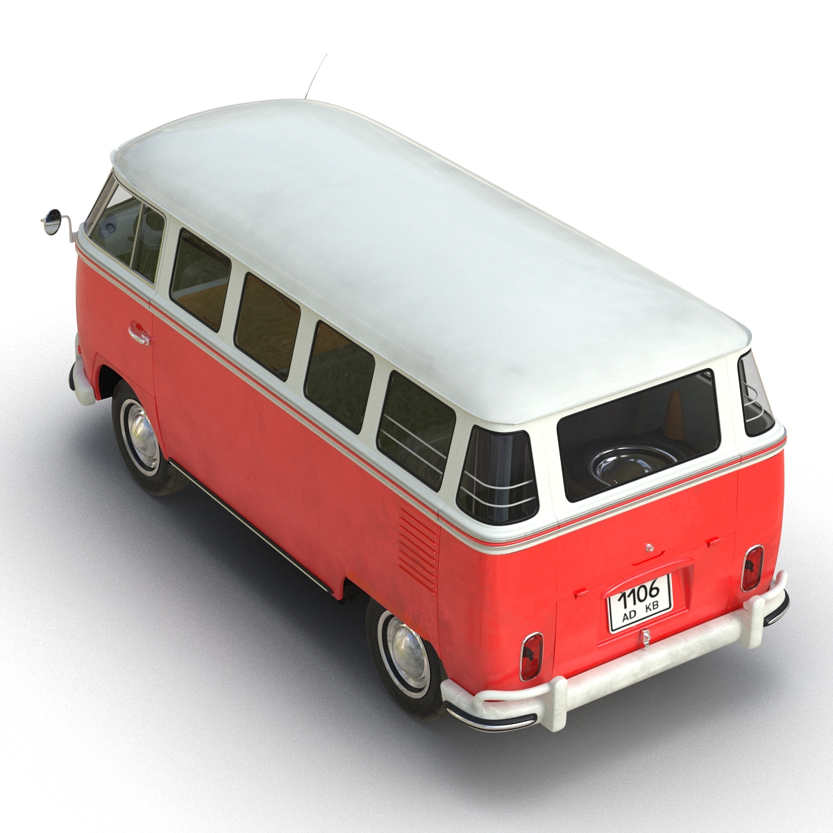 3D Volkswagen Type 2 Red Rigged model