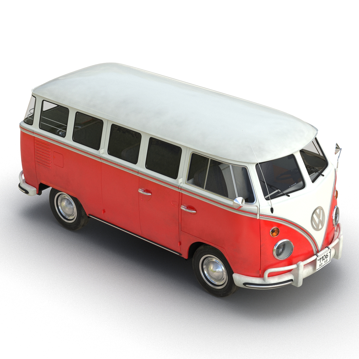 3D Volkswagen Type 2 Red Rigged model