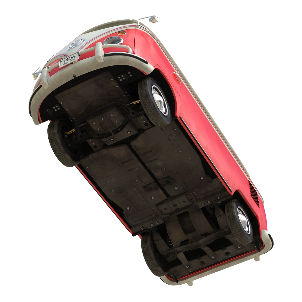 3D Volkswagen Type 2 Red Rigged model