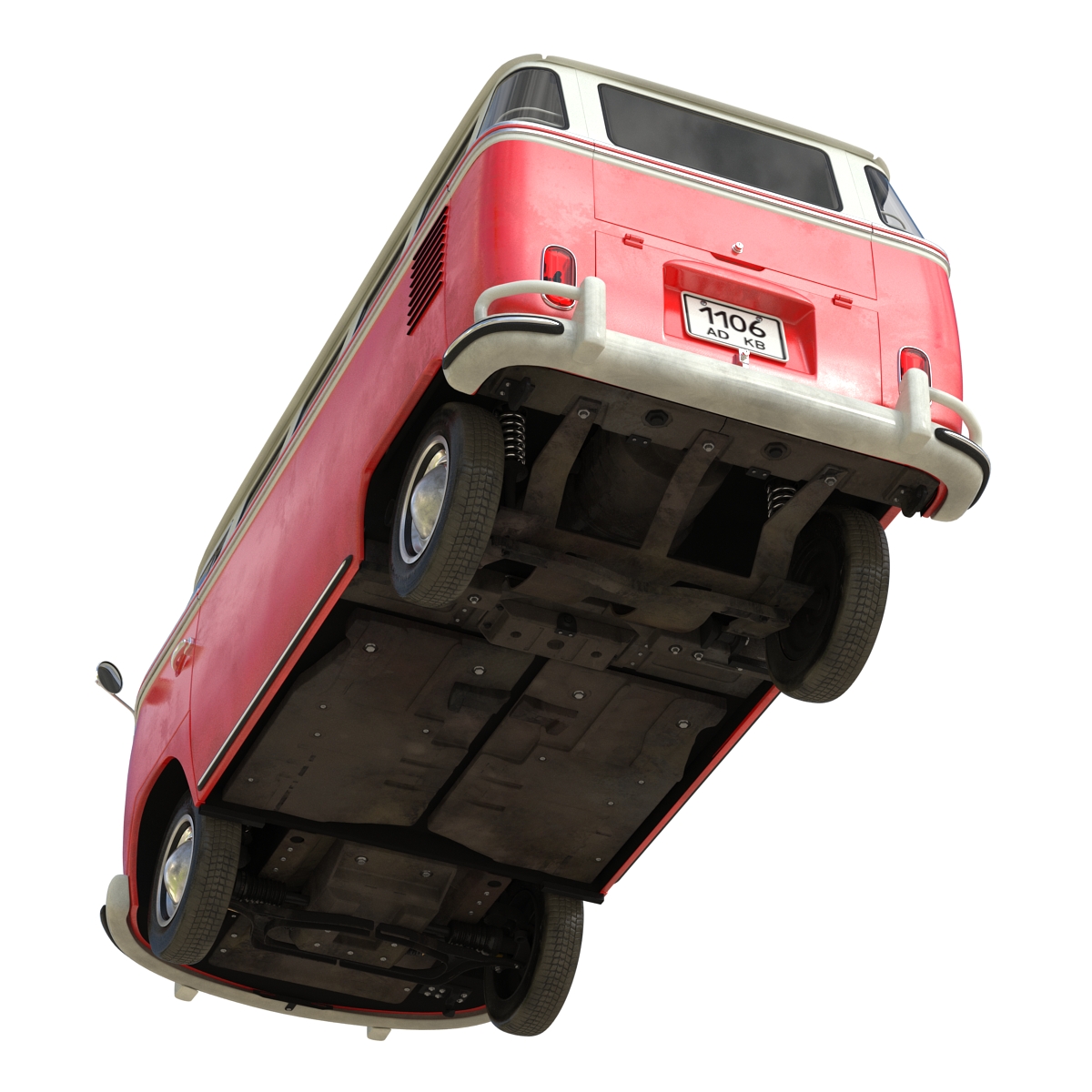 3D Volkswagen Type 2 Red Rigged model
