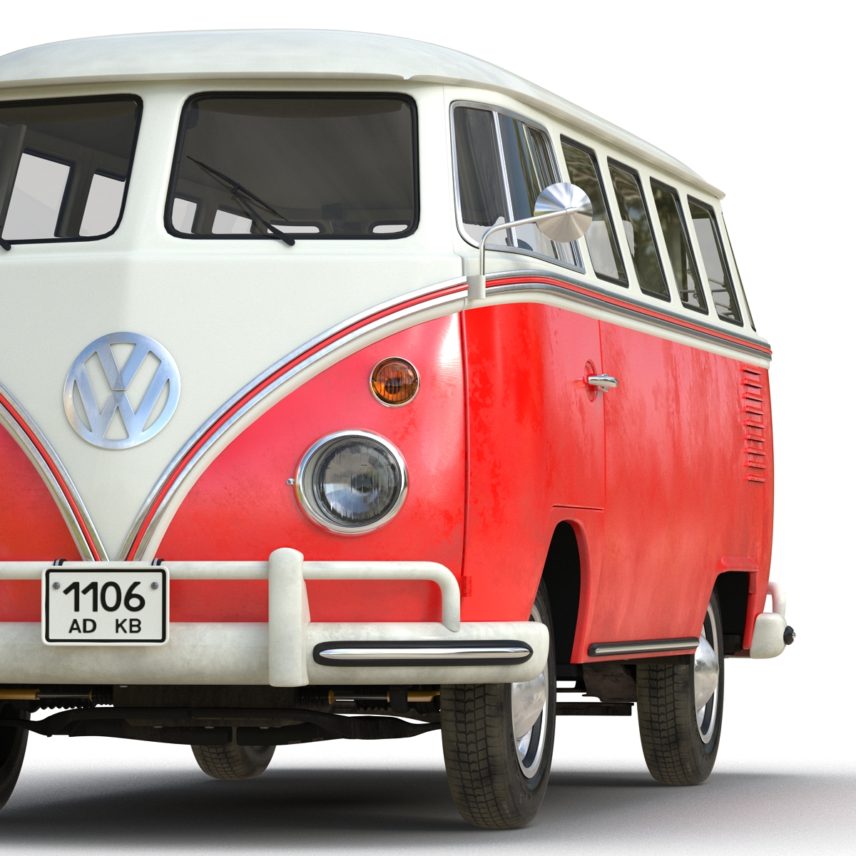 3D Volkswagen Type 2 Red Rigged model