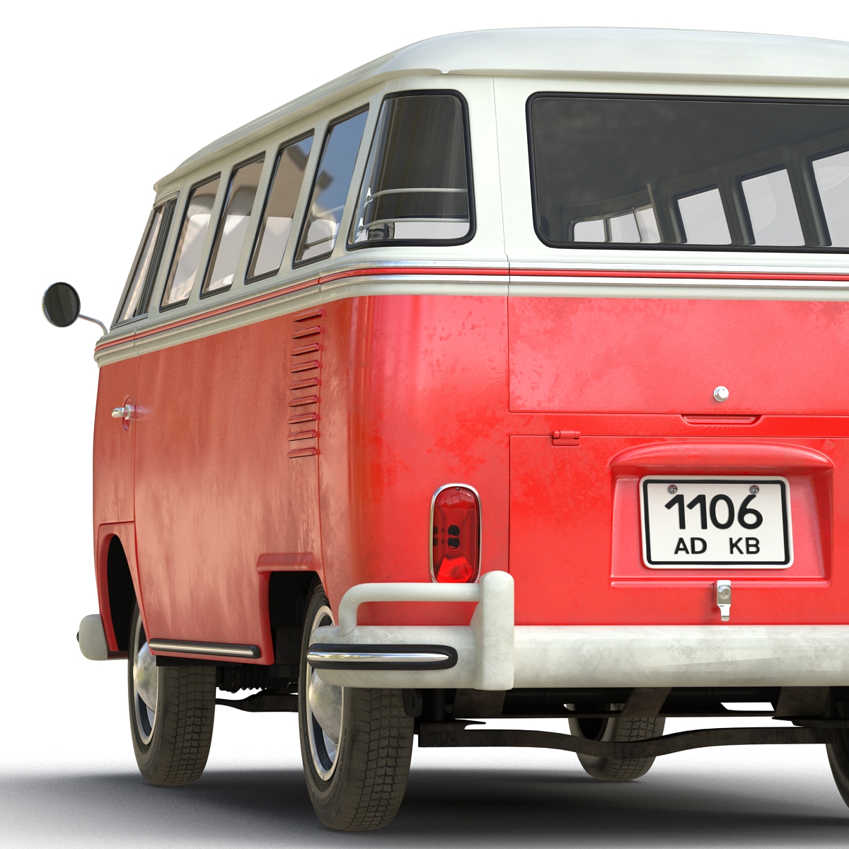 3D Volkswagen Type 2 Red Rigged model