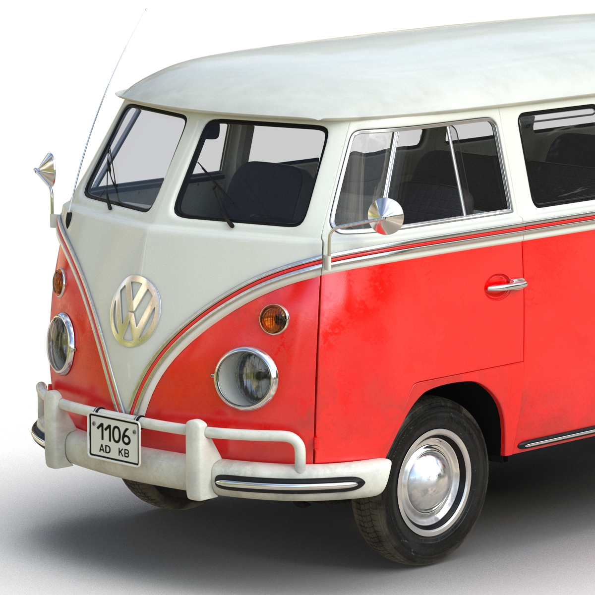 3D Volkswagen Type 2 Red Rigged model
