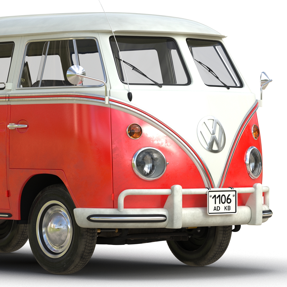 3D Volkswagen Type 2 Red Rigged model