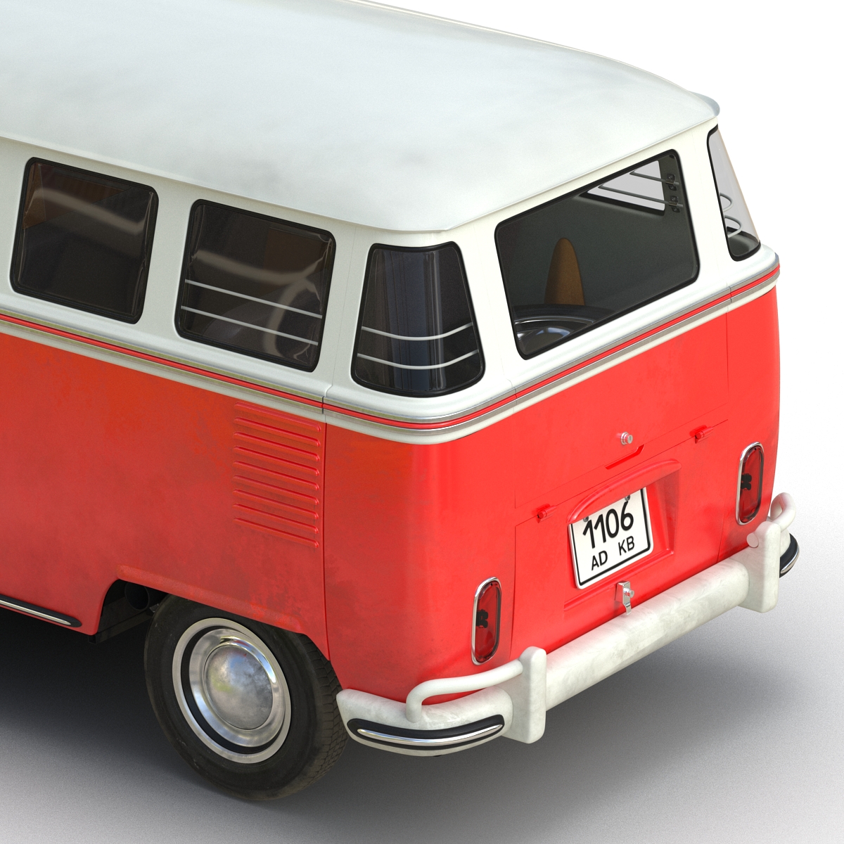 3D Volkswagen Type 2 Red Rigged model