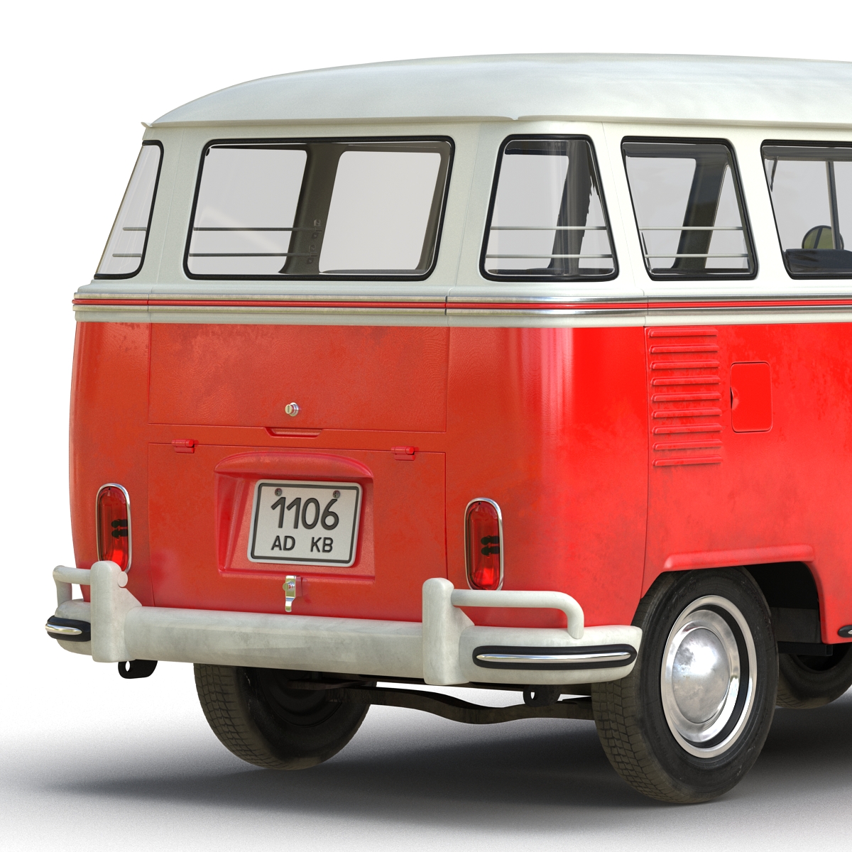 3D Volkswagen Type 2 Red Rigged model