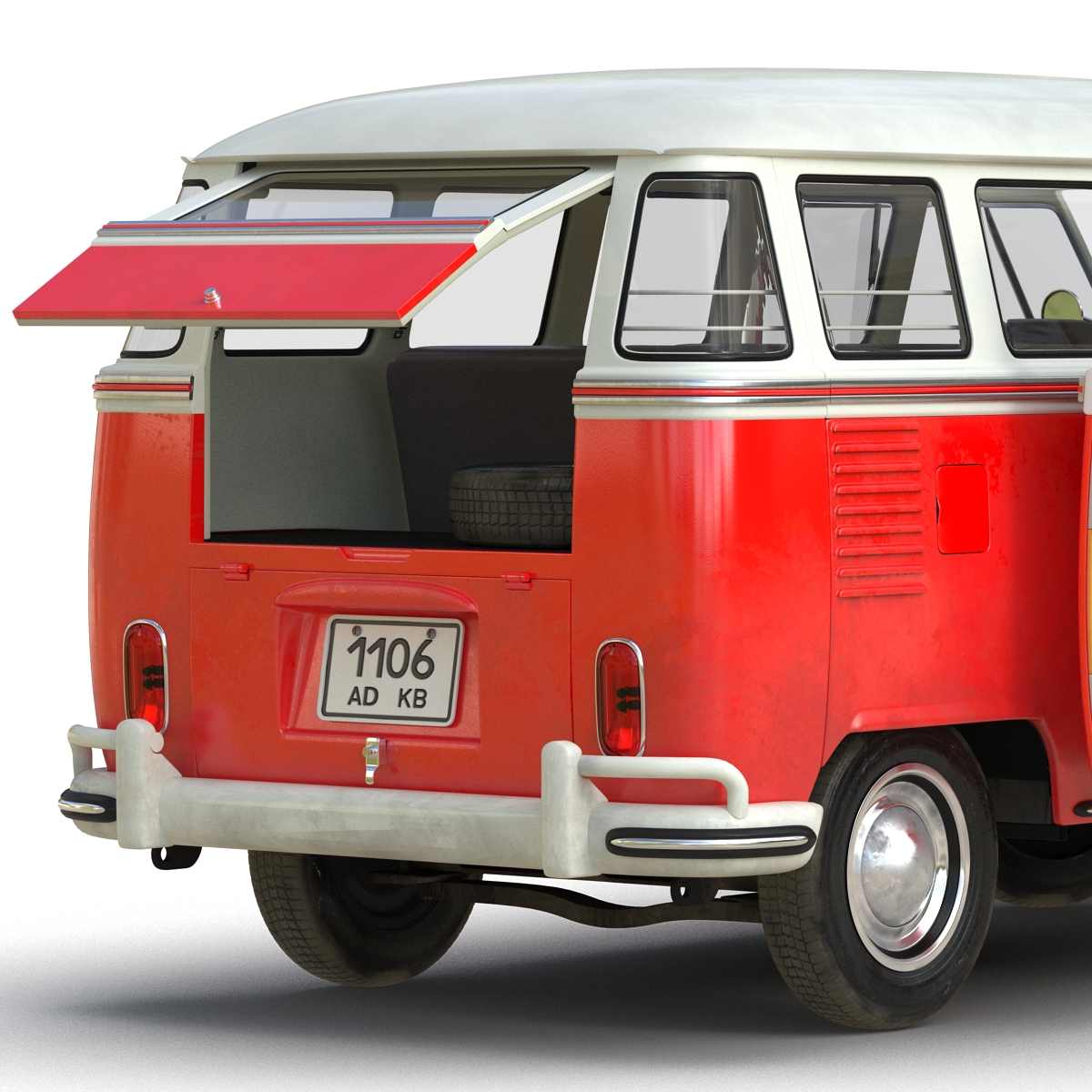 3D Volkswagen Type 2 Red Rigged model