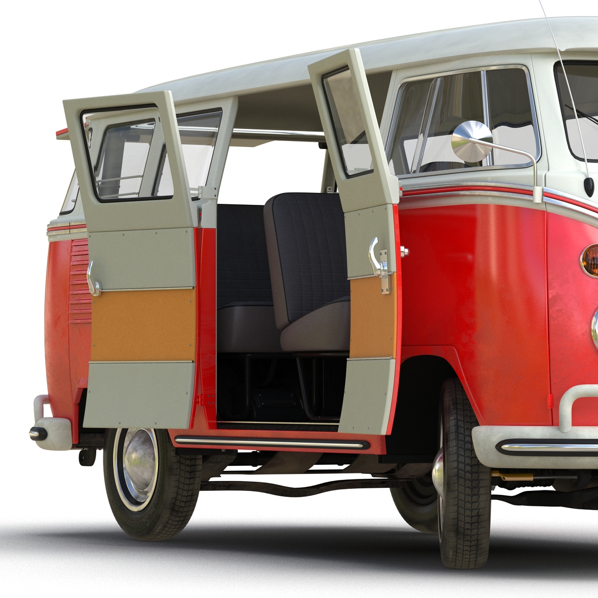 3D Volkswagen Type 2 Red Rigged model