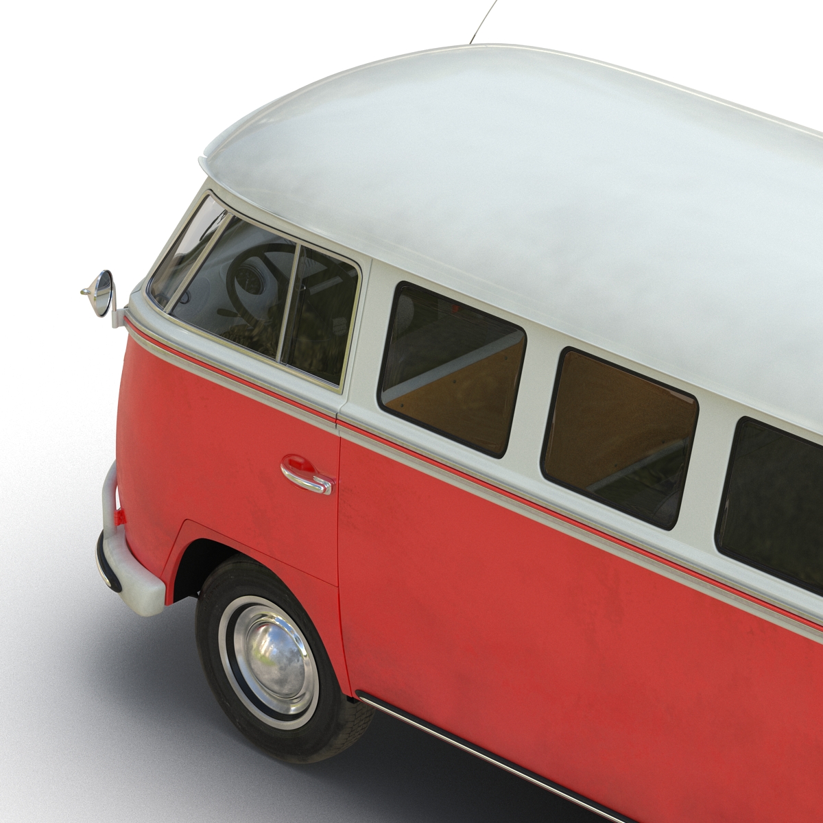 3D Volkswagen Type 2 Red Rigged model