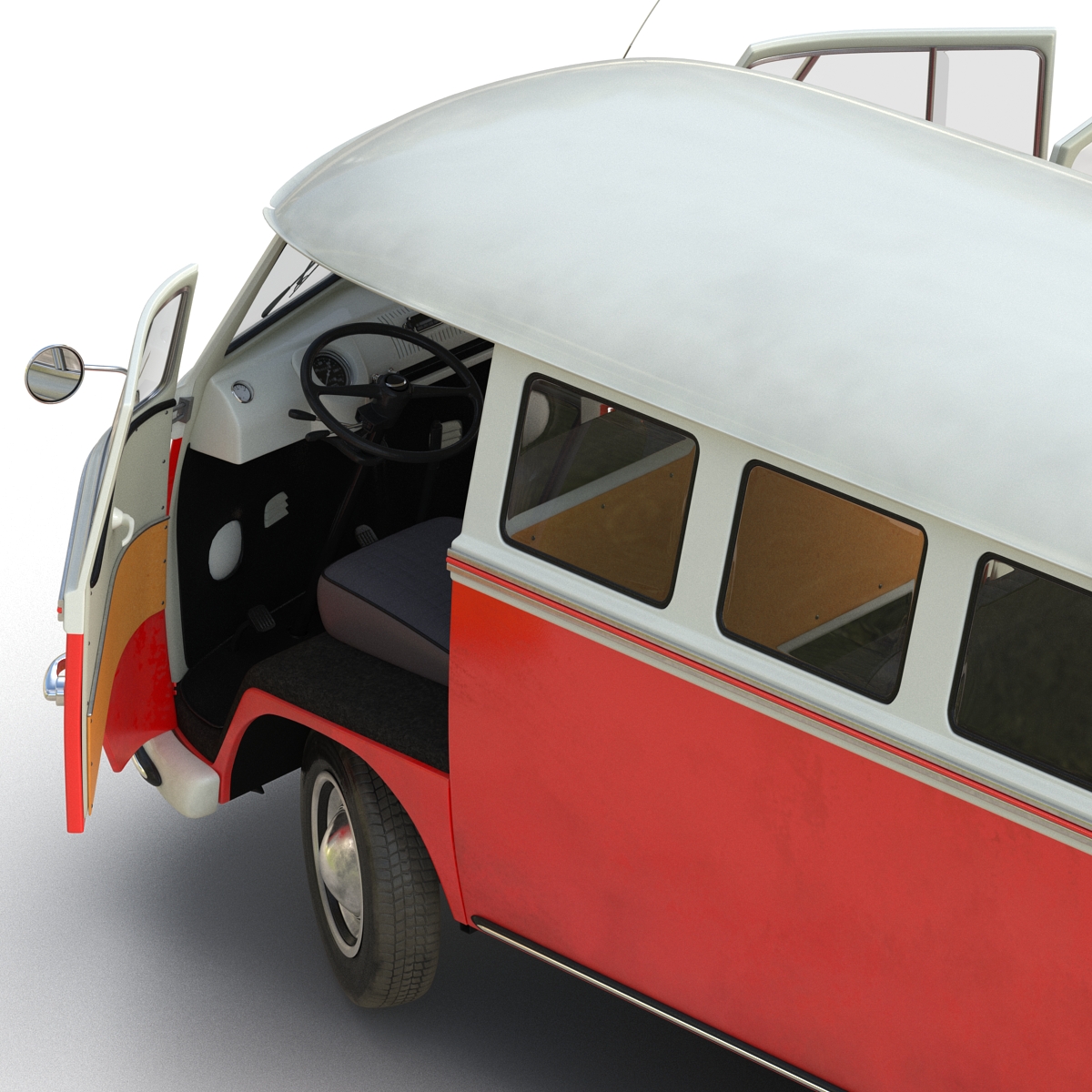 3D Volkswagen Type 2 Red Rigged model