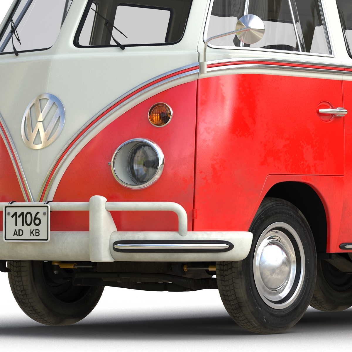 3D Volkswagen Type 2 Red Rigged model