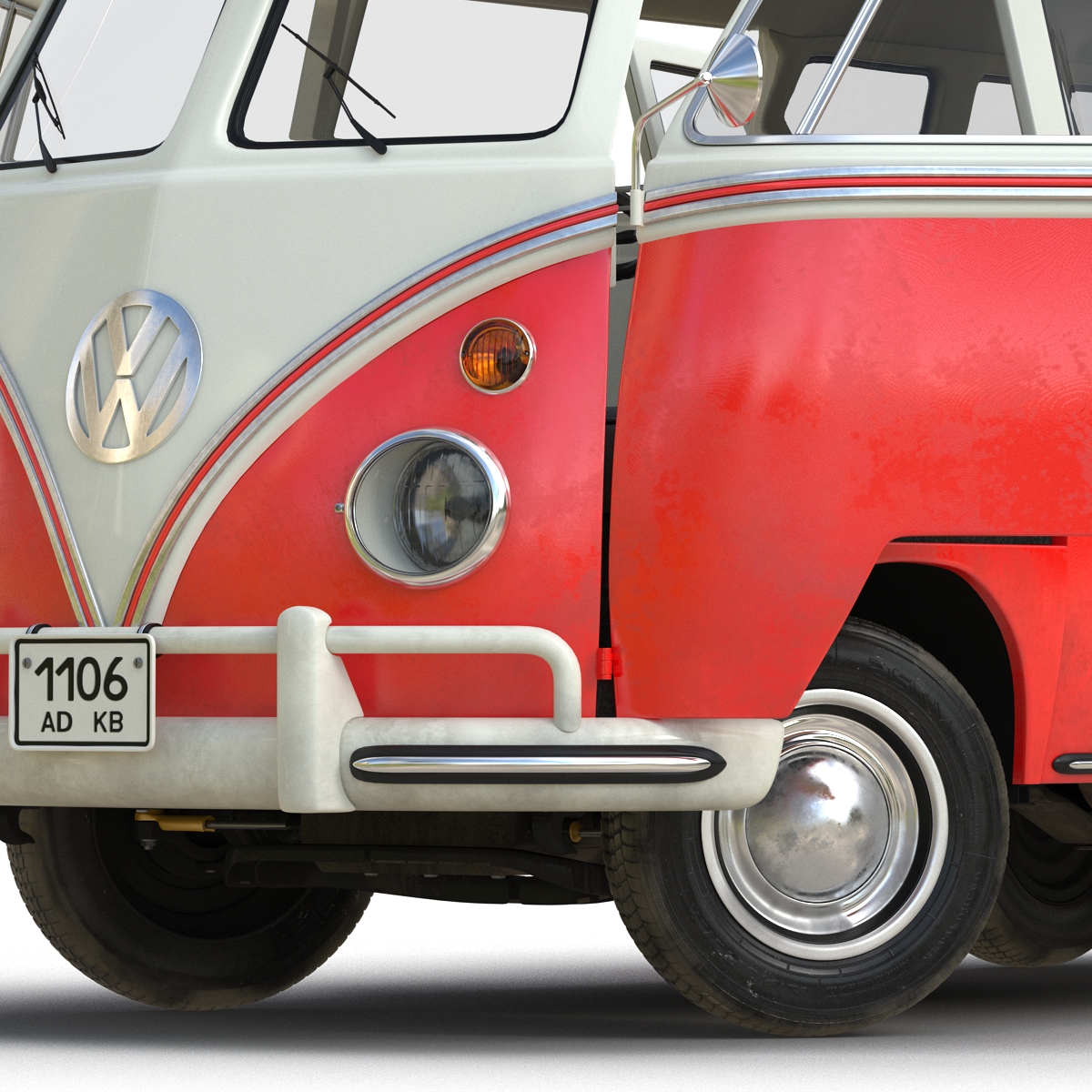 3D Volkswagen Type 2 Red Rigged model