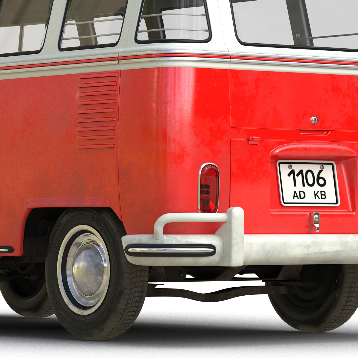 3D Volkswagen Type 2 Red Rigged model
