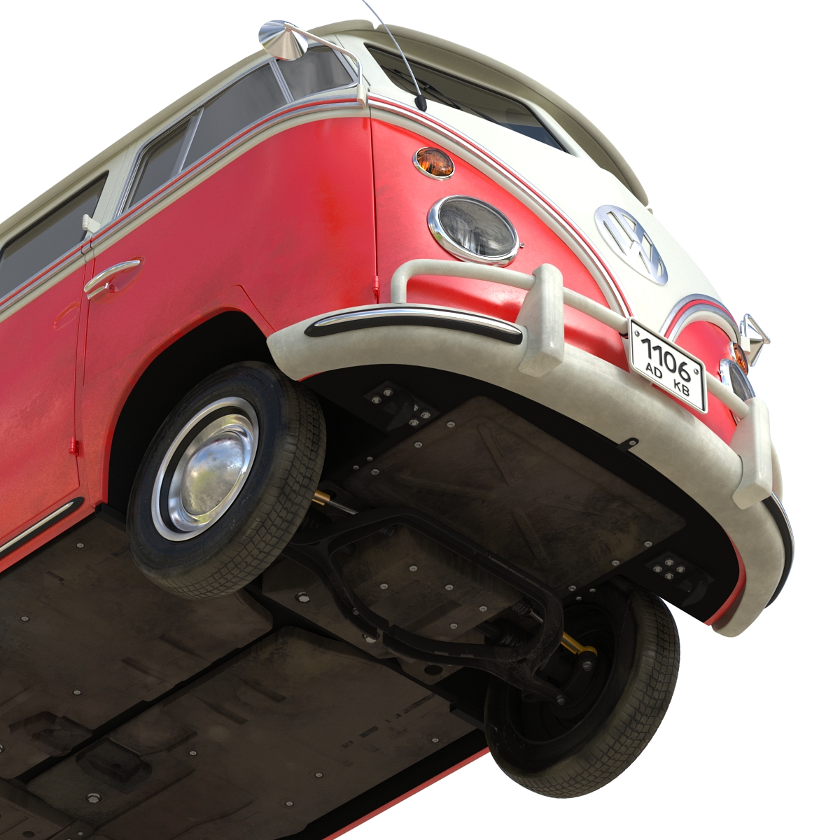 3D Volkswagen Type 2 Red Rigged model