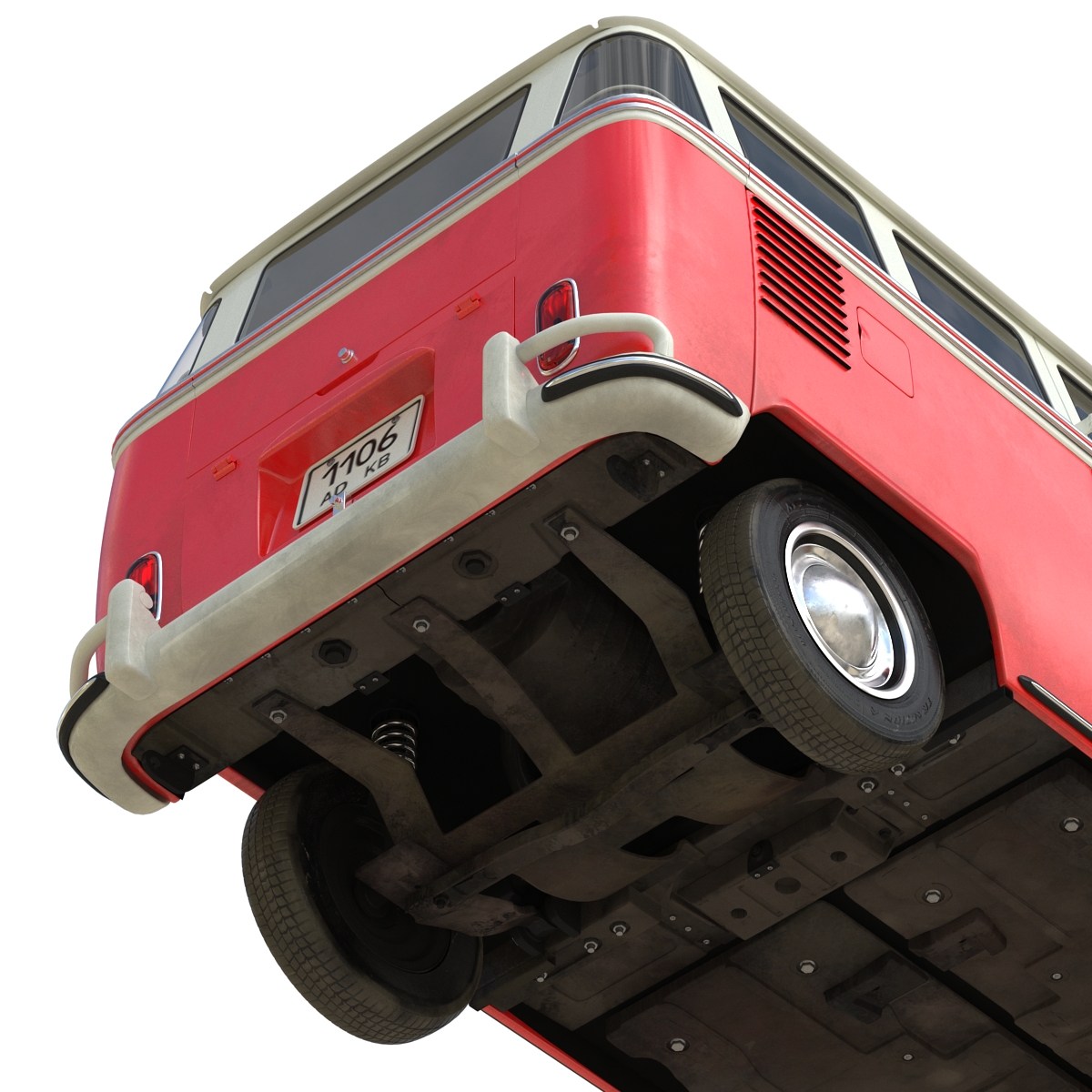 3D Volkswagen Type 2 Red Rigged model