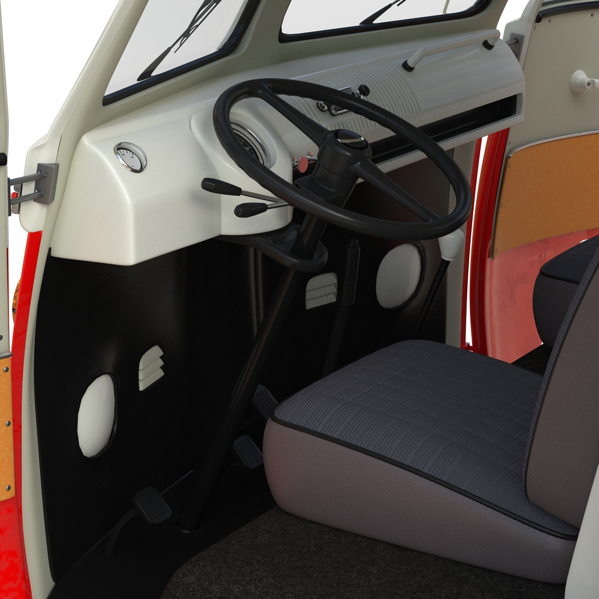 3D Volkswagen Type 2 Red Rigged model
