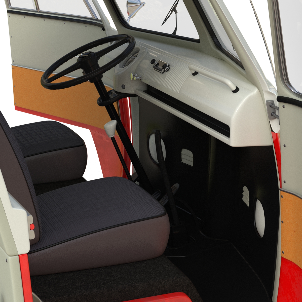 3D Volkswagen Type 2 Red Rigged model
