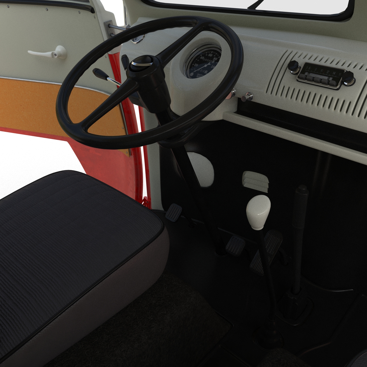 3D Volkswagen Type 2 Red Rigged model